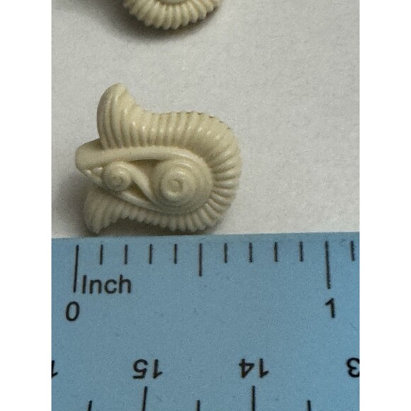 Vintage Celluloid Earrings Ivory White Studs and Clip Ons Set - Picture 5 of 7